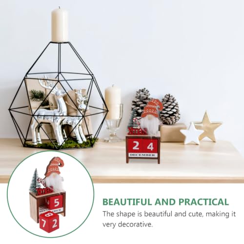 FRCOLOR 2 Pièces Calendrier de Noël de Bureau en Bois, Rouge, Décoratif – vue 3