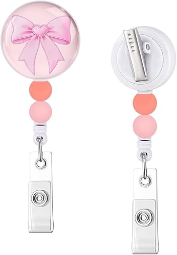 Vista 115 de Immaturus Carrete retráctil con cuentas, lindo y divertido soporte para tarjetas de identificación retráctiles, clips de insignia, llavero para Nave