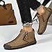 Men's Casual Leather Shoes Leather Renaissance Outdoor Fashion Zipper Slip On Boots Outdoor Casual Walking Shoes (Khaki,8.5)