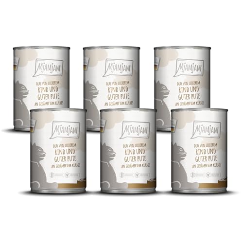 Produktbild von MjAMjAM Premium Nassfutter für Katzen DUO Rind & Pute mit Kürbis - 6 x 400 g