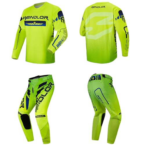 MENDLOR Conjunto de calças de jérsei de motocross para homens e mulheres, conjunto de equipamento de