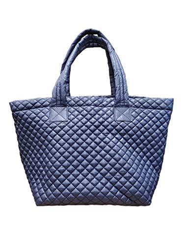 CLARANY Comfortable Lightweight Large Quilted Tote bag with Pouch water repellent NAVY