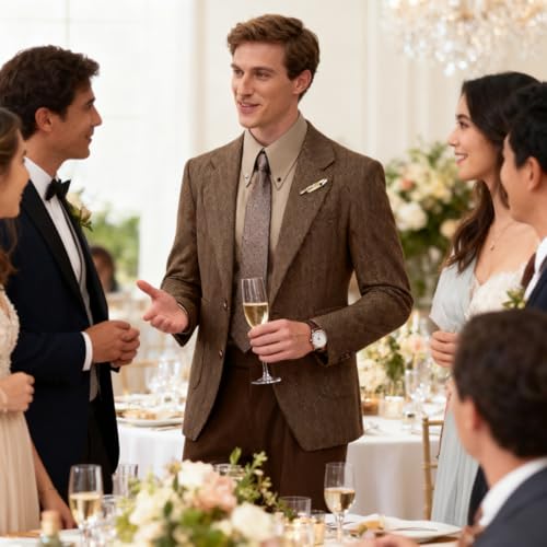 Retro Tweed Men's Suit Blazer Herringbone Slim Fit Sport Coats Jackets Prom Business Casual Men Tux Jacket Wedding Blazers4