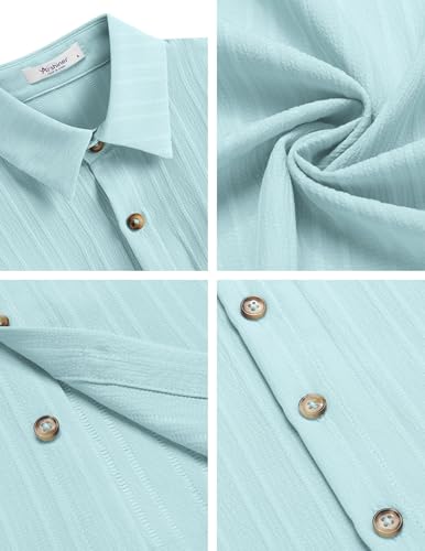 Image of Arshiner Boys Casual Short Sleeve Button Down Shirt Fashion Textured Summer Beach Shirt 3-13 Years Old