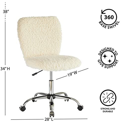 Urban Shop Faux Fur Task Chair, White Shepra #TOP2