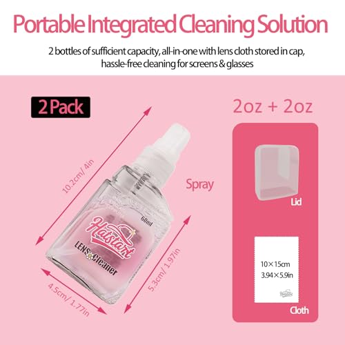 2 Pack Electronic Screen Cleaner Spray, Hatstart Cell Phone Touch Screens Cleaning for TV Laptop Computer Tablet PC LCD Flat Screens and Car Display, Compatible with iPhone iPad MacBook Pro, Pink by Hatstart - Image 3