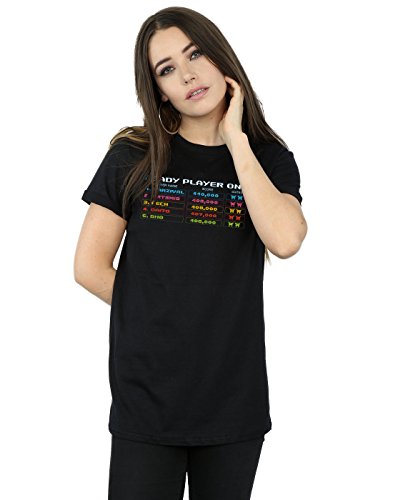 Absolute Cult Ready Player One Women's 8-Bit Scoreboard Boyfriend Fit T-Shirt Black XXX-Large
