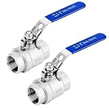 2 Pack 3/4'' Ball Valves NPT Female Stainless Steel 304 Full Port Locking Ball Valve Handle, Heavy Duty Shut Off Valve for Home and Industrial (3/4 Inch)