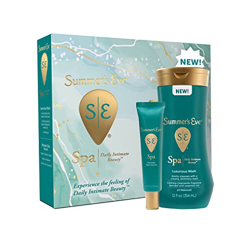 Summer's Eve Spa Set for Women | Gift Box | Women's Post Shave Hydrating Serum, 1oz Tube | Cleansing Feminine Wash, 12oz Bottle, 2 Piece Set