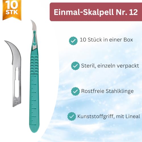 Einmal Skalpell Nr. 12 rostfreiem Stahl steril 10 Stück OVP