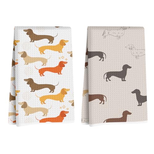 2Pcs Dachshund Gifts Decorative Kitchen Towels, Dachshun Gifts for Women