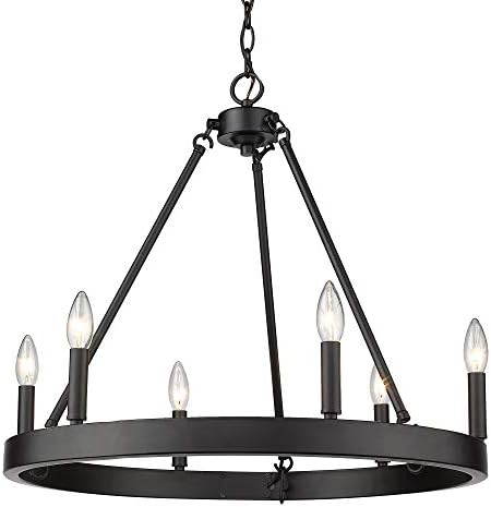 Golden Lighting 1017-6 BLK Alastair Chandelier, 6 Light, Matte Black