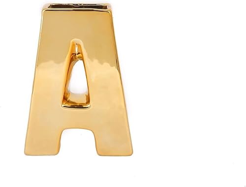 Vista 6 de Efavormart.com Efavormart - Florero de cerámica chapada en oro brillante de 6 pulgadas, con letra A, maceta, centro de mesa
