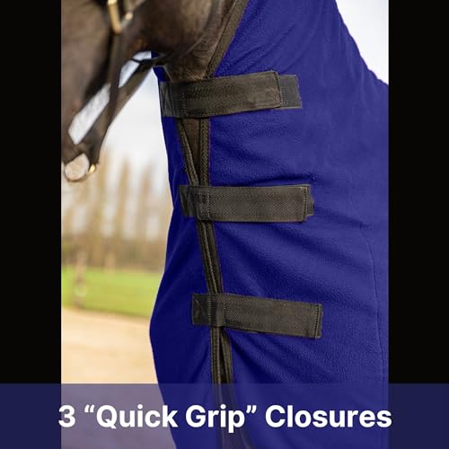 Image of RESISTANCE Fleece Contour Horse Cooler - Anti-Sweat Moisture Wicking, 3 Quick-Grip Neck Closures, Tail Cord, Durable Hemmed Edges, Polar Soft Fleece, Post-Exercise Cool Down