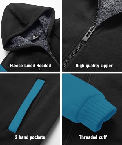 SCODI Hoodies for Men Heavyweight Fleece Sweatshirt Zip Up Thick Jacket M — view 4