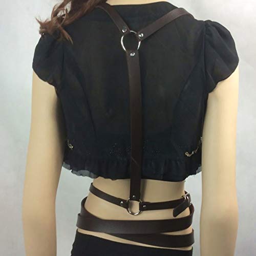 Women's Punk Waist Belt Body Chain Faux Leather Harness Adjustable with Buckles and O-Rings(SS-05Coffee)4