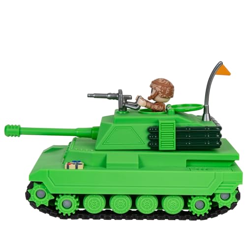 Jazwares Brookhaven Feature Tank - 19 cm Fahrzeug mit Licht, funktionierenden Laufflächen, ausfahrbarem Gewehrturm, 7 cm Figur, und exklusivem virtuellen Item Code