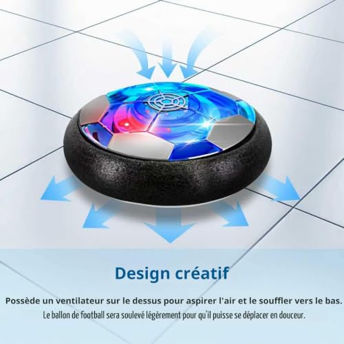 POPERFUN 2 Pack Ballon Aeroglisseur avec Lumières LED, Jeu Intérieur et Extérieur, Jouet de Air Power Football pour Enfant 3-12 Ans, Cadeau d'anniversaire, Pâques, la Fête des Enfants et de Noël – vue 3