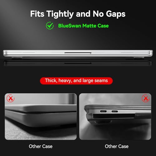 Image of BlueSwan for MacBook Air 15 inch Case M5 M4 M3 M2 2026 2025-2023, A3448 A3241 A3114 A2941, Sleek Fit Color Match, Grippy Matte Texture, Mac Book Air 15.3'' Hard Shell Laptop Cover, Midnight Black