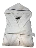 Marina Militare Bademantel für Herren mit Kapuze aus reinem Frottee mit Reiskorn, 450 g/m², Art. 6M97884, Weiß S