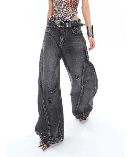 Women's Vintage Streetwear Hip Hop Baggy Jeans 90S Washed Distressed Skater Denim Pants Loose Trousers4