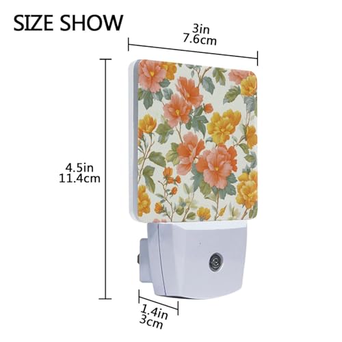 Lámpara de noche naranja con patrón floral vintage miniatura 3