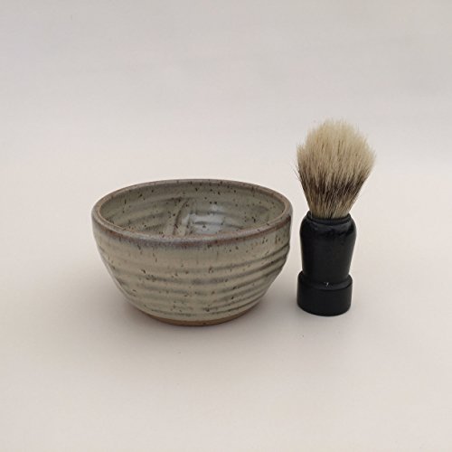 Handmade Pottery Shaving Bowl in Natural Color for Men