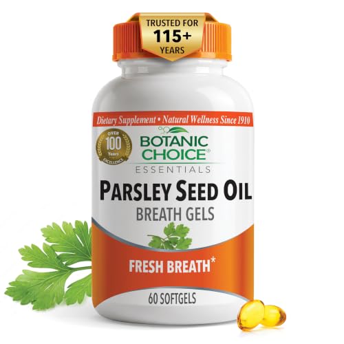 Botanic Choice Parsley Seed Oil-for Bad Breath from Odor-Causing Foods-Odor Neutralizer from Within-Breath Freshener gels-60 Softgels