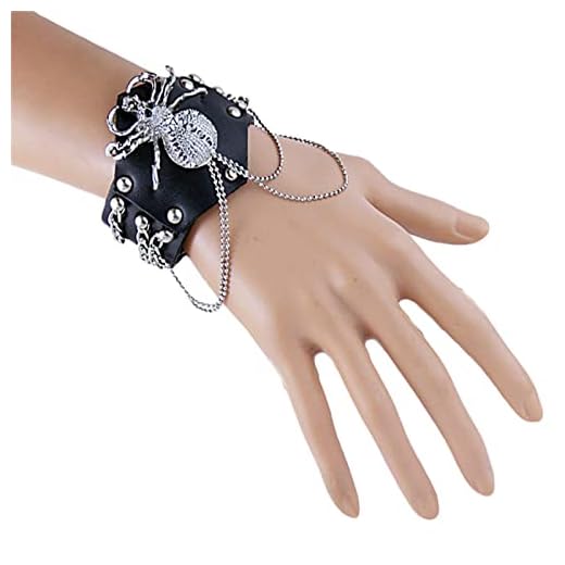 Läder Manschett Armband Personlighet Punk Mäns Rock Smycken Punk Armband Mode Spider Tassel Alloy Läder Armband Män Gothic Wristband Armband (Färg: Svart, Storlek: 22x5cm)