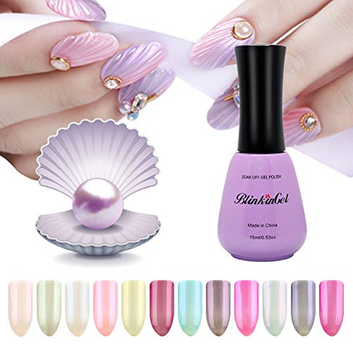 12 Colors Gel Nail Polish Set Mermaid Shining Shell Pearl Gel Manicure Salon Decor Nail Art Elegant Under Light UV LED Soak Off Set 15ml