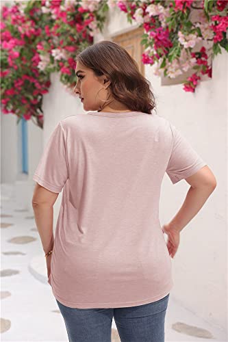 Womens Plus Size Tunic T Shirts Short Sleeve Round Neck Soft Loose Shirts Summer Casual Tops with Pocket4