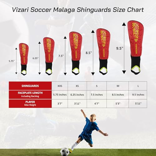 image for Vizari Malaga Shin Guards for Kids, Youth, Adults – Lightweight Socc
