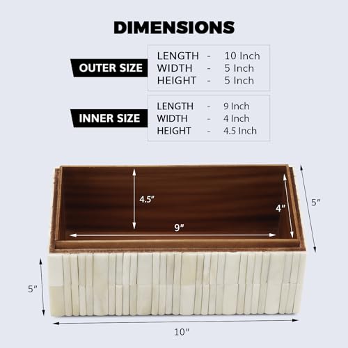 Image of Handicrafts Home Decorative Box - Handmade Jewelry Organizer Box with Lid - Keepsake Box for Home Decor, Jewelry, Accessories, Collectibles - Modern Wooden Storage Box - Stem, 10X5X5 inch