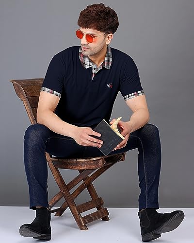 Image of EYEBOGLER Polo Neck Half Sleeve Printed Casual Tshirt for Men