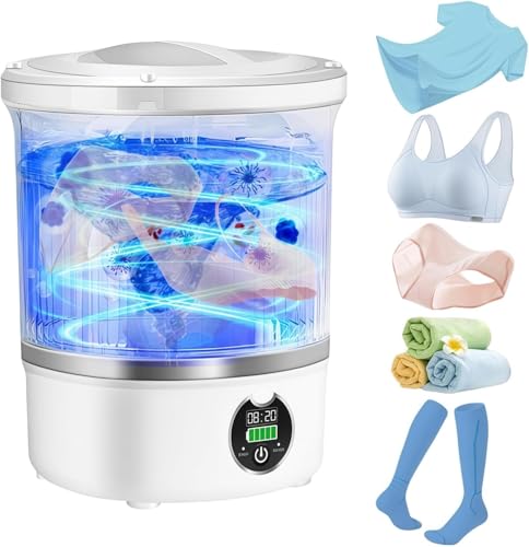 Image of Portable Mini Washing Machine,Upgrade Blue Light,3L Capacity Underwear Washing Machine,Deeply Clean Underwear,Baby Clothing & Small Items of Clothing,Mini Washer Suitable for Family,Hotel,Camping