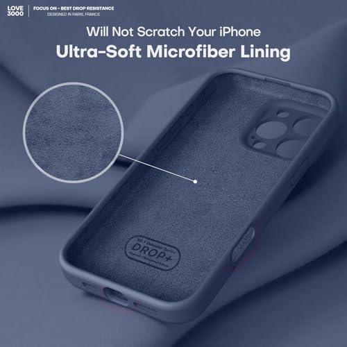 Image of LOVE 3000 Designed for iPhone 16 Pro Max Case, Premium Silicone with [Soft Anti-Scratch Microfiber Lining] Shockproof Protective Phone Case for Men Women Girls 6.9 inch, Navy Blue