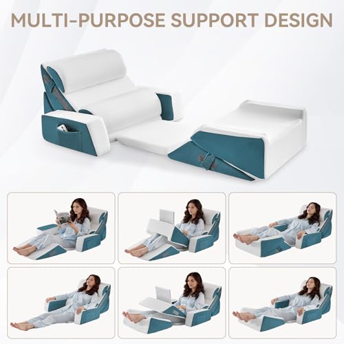 Image of Yojoker 9PCS Orthopedic Bed Wedge Pillow Set for Sleeping, Back and Leg Pain Relief, Post Surgery Foam Pillow for Body, Triangle Adjustable Support Pillow - Acid Reflux Sleeping Pillows Navy
