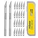 JOQINEER Cutter de précision couteau de hoppe en acier inoxydable- 2 Scalpel avec 20/60 lames de rechange, Cutter de Précision pour Travail d’art Scalpel de Bricolage - Type 11 (2+20)