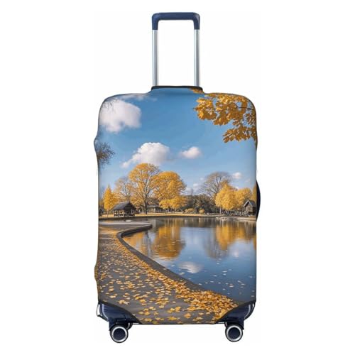 Luggage Cover Elastic Suitcase Cover Protector Washable Travel Baggage Covers Autumn Park Luggage Covers Carry On Suitcase Baggage Cover 18-32 Inch X-Large