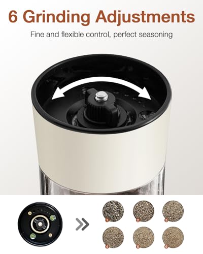 Electric Salt and Pepper Grinder Set, Stainless Steel Automatic Pepper Mill, Rechargeable with USB-C Charging Base, Gravity Activated One-Handed Operation, Dual LED Light, 2 Pack — view 5