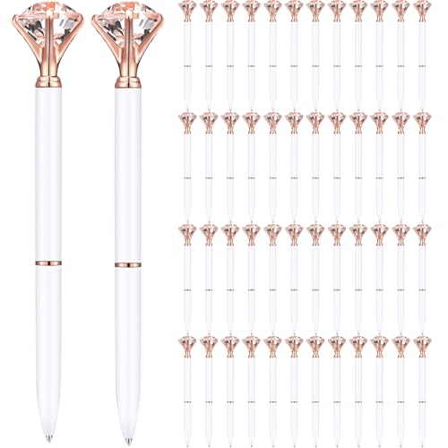 Stylo diamant blanc et or rose idéal comme cadeau élégant pour collègue et enseignante