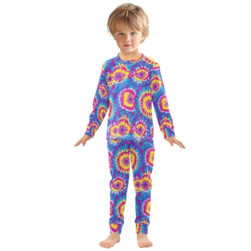 ALAZA Funny Tie Dye Colored Pajamas Long Sleeve Sleepwear 2-Piece Pajama Set3