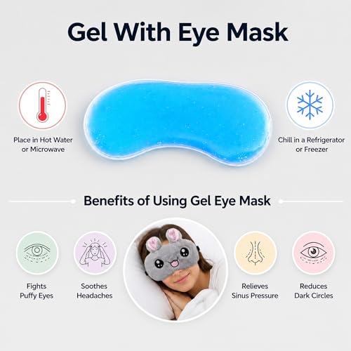 Image of Jenna Cute Gel Fur Sleeping Eye Shade Mask Cover for Insomnia, Meditation, Puffy Eyes and Dark Circles Kitty Grey