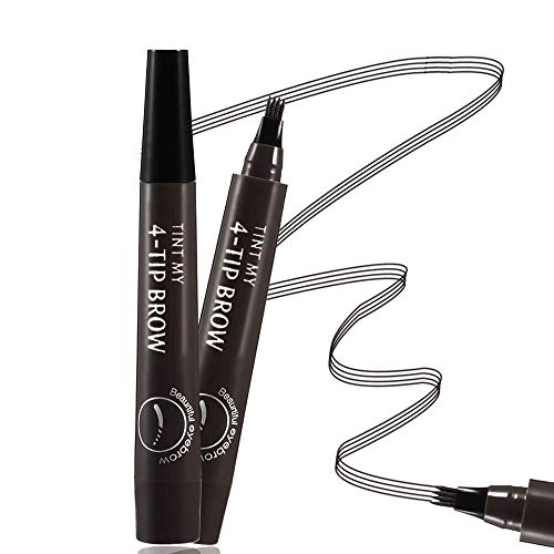 Aaiffey Eyebrow Tattoo Pen-Waterproof Microblading Eyebrow Pencil with Micro-Fork Tips Applicator Creates Natural Looking Brows Effortlessly and Stays on All Day (5# Black)