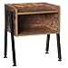 Kingso Nightstand Side Table End Table Stackable Bedside Table Record Player Stand with Storage for Bedrooms, Living Room Night Stand for Small Spaces with Stable Metal Frame, Rustic Brown