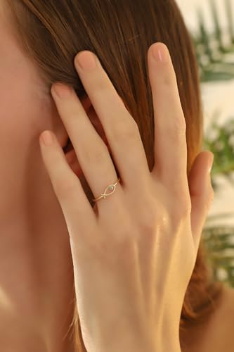 Fish Ring, 14K Real Gold Animal Ring, Sea Animal Ring, Tiny Gold Fish Ring, Dainty initial Fish Ring, Birthday Gift4