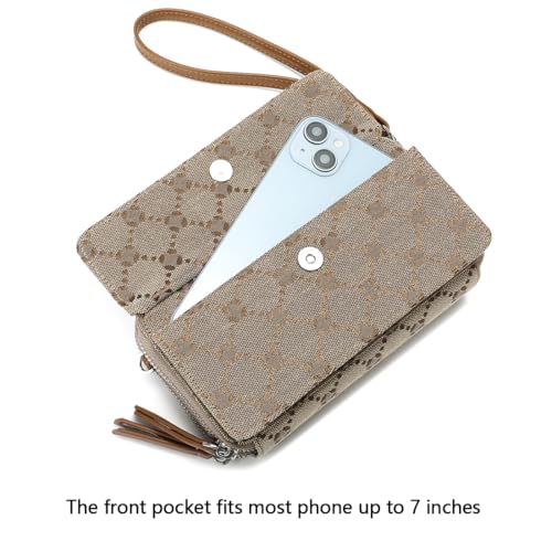 Image of Lanyani RFID Crossbody Wallet Wristlet Purse with Phone Pocket For Women Vegan Leather