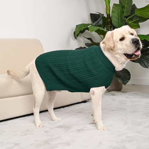 KCFESTIHUE 2 Pack Dog Sweaters for Big Dogs Turtleneck Pullover Cable Knit Large Size Stretch Clothes Pitbull Labrador Bulldog Doberman Boy Girl Pets Winter Clothes (XXL, Green & Brown) by KCFESTIHUE - Image 7