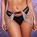 Kesvb Waist Chain Belt Black Leather Belly Chain Belt Fashion Gothic Rave Body Accessories for Women