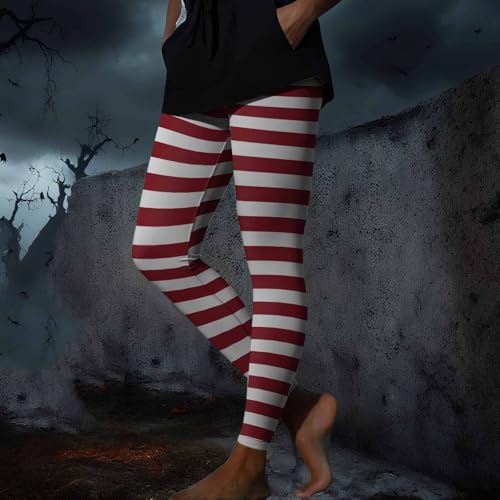 Leggings for Women UK Fashion Striped Print Womens Soft Comfy Stretchy Leggings Workout Running Gym Yoga Pants Sports Fitness Pants Casual Yoga Trousers Red - Image 6